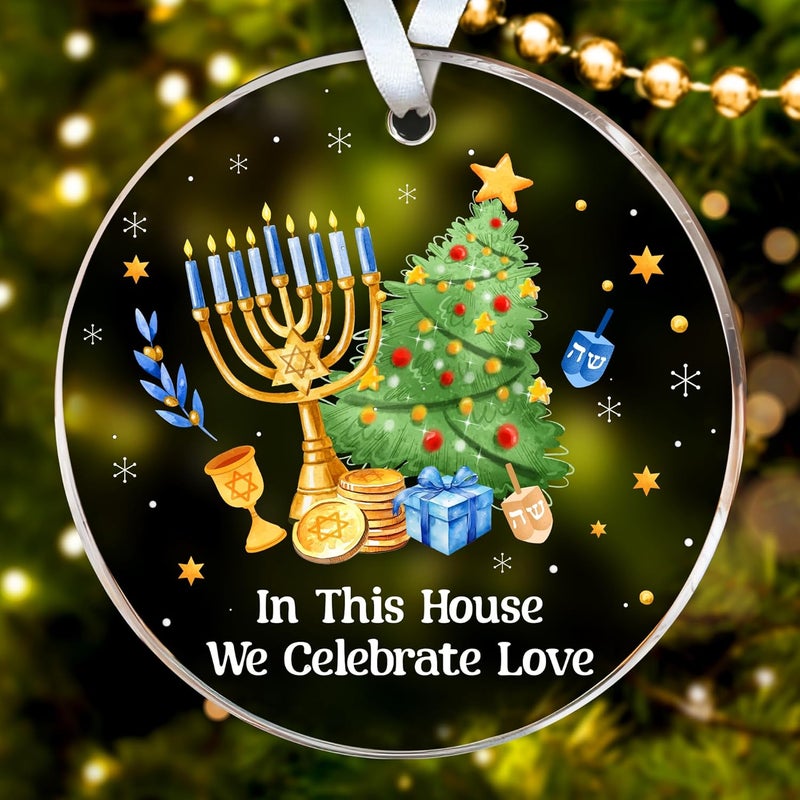 HEXMOZ Hanukkah Gifts - Hanukkah Ornaments for Tree, Jewish Ornaments, Chanukkah Christmas Ornament - Jewish for Women, Men, Adults - Acrylic 2025 Ornament Decoration for Home - Image 1